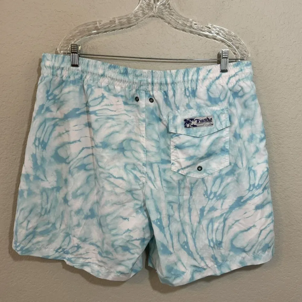 Trunks Co. Sunray Tie-Dye Sano Swim Shorts‎ in Blue & White Mens Size 2XL / XXL